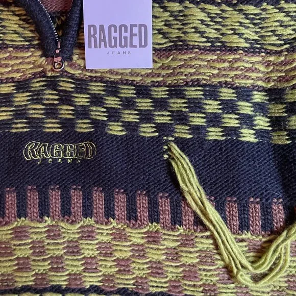 The Ragged Priest heavy half zip knitted sweater in brown - Size Men's XL